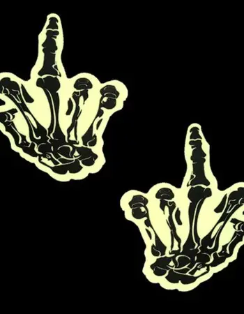 Fuck You Glow in the Dark Skeleton Hand Nipple Cover Pasties