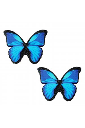 Beautiful Blue Black Glitter Butterfly Nipple  Cover Pasties