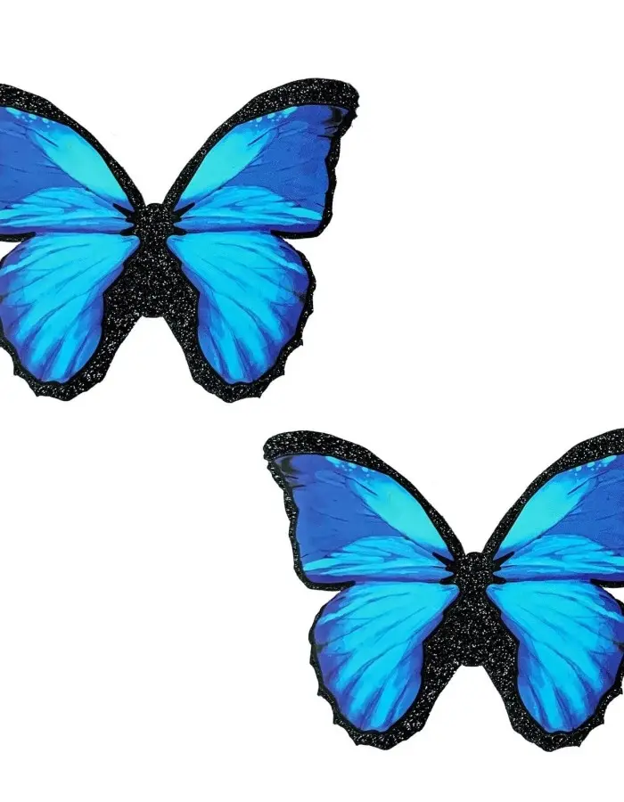 Beautiful Blue Black Glitter Butterfly Nipple Cover Pasties