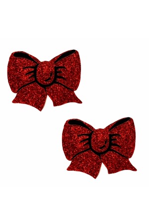 Ravish Me Red Glitter Bow Nipple Cover Pasties