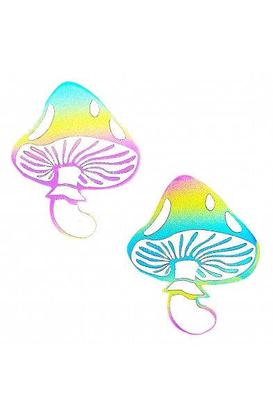 Rainbow Reflective Toadstool Nipple Cover Pasties