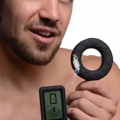 E-Stim Pro Silicone Cock Ring With Remote - Black