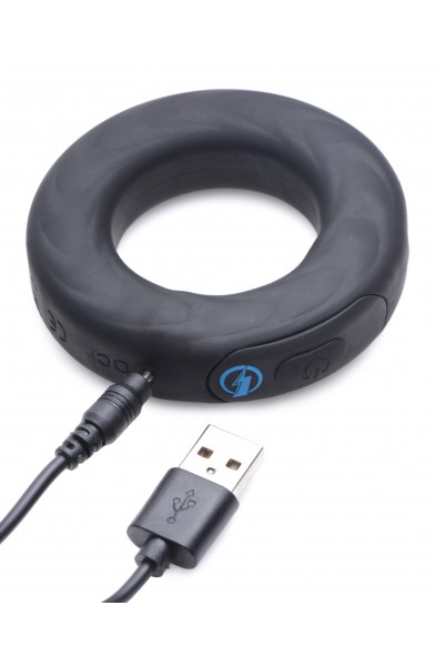 E-Stim Pro Silicone Cock Ring With Remote - Black