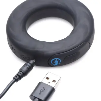 E-Stim Pro Silicone Cock Ring With Remote - Black