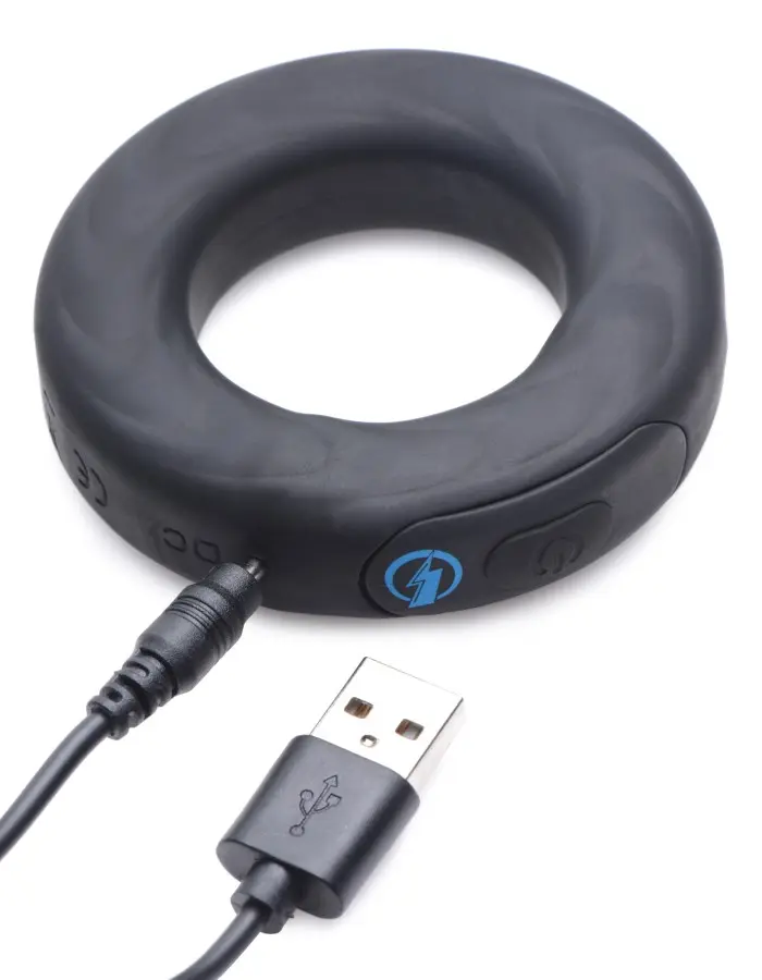 E-Stim Pro Silicone Cock Ring With Remote - Black