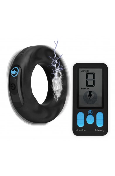 E-Stim Pro Silicone Cock Ring With Remote - Black