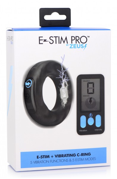 E-Stim Pro Silicone Cock Ring With Remote - Black