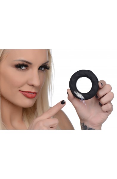 E-Stim Pro Silicone Cock Ring With Remote - Black