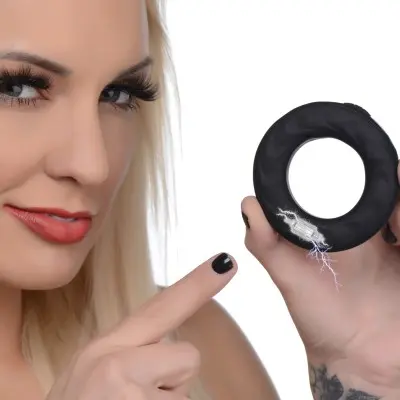 E-Stim Pro Silicone Cock Ring With Remote - Black