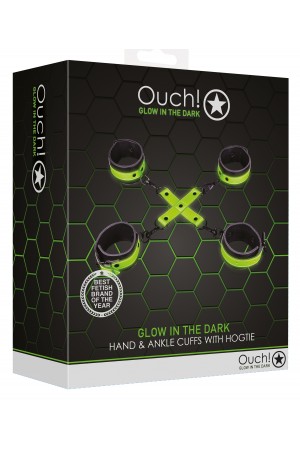 Hand and Ankle Cuffs With Hogtie - Glow in the  Dark