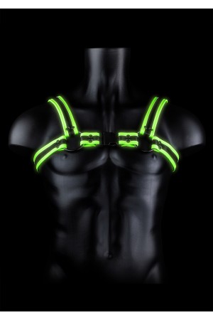 Bonded Leather Buckle Harness - Large/xlarge -  Glow in the Dark