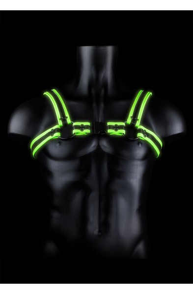 Bonded Leather Buckle Harness - Large/xlarge -  Glow in the Dark