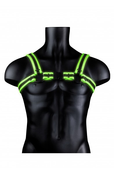 Bonded Leather Buckle Harness - Large/xlarge -  Glow in the Dark