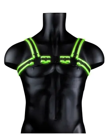Bonded Leather Buckle Harness - Small/medium -  Glow in the Dark