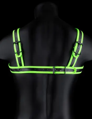 Bonded Leather Buckle Harness - Small/medium -  Glow in the Dark
