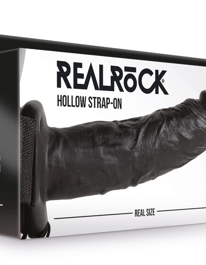 Hollow Strap-on Without Balls 8 Inch - Black