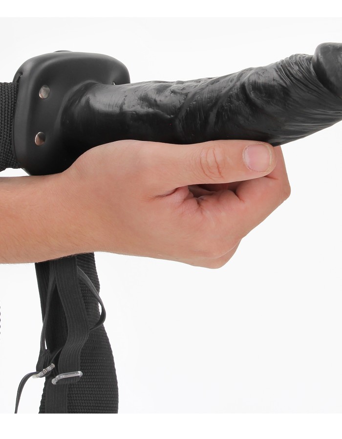 Hollow Strap-on Without Balls 8 Inch - Black