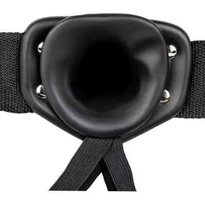 Vibrating Hollow Strap-on No Balls 8 Inch - Black