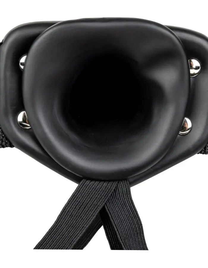 Vibrating Hollow Strap-on No Balls 8 Inch - Black