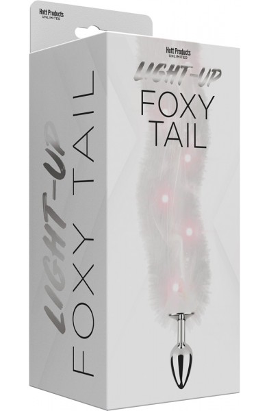 Foxy Tail - Light Up Faux Fur Butt Plug - White Plug - White