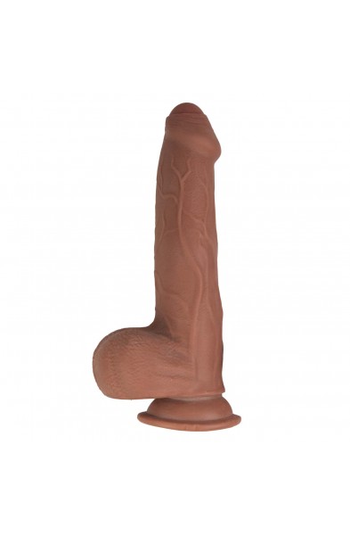 Real Cock Dual Layered Sliders Uncut 9 Inch -  Brown