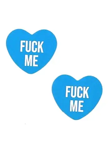 Fuck Me Blue Candy Heart Pasties