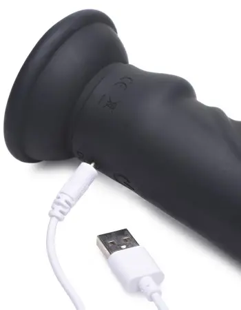 E-Stim and Vibrating Dildo With Remote - Black