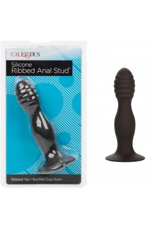 Silicone Ribbed Anal Stud - Black