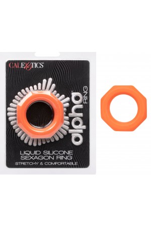 Alpha Liquid Silicone Sexagon Ring - Orange