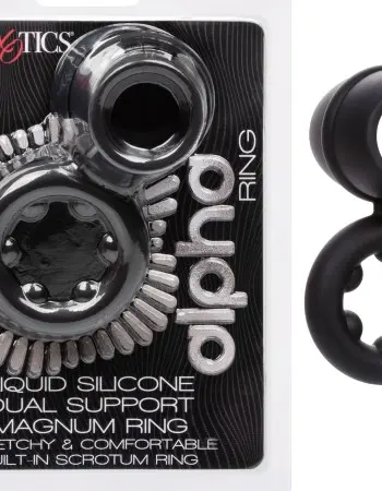 Alpha Liquid Silicone Dual Support Magnum Ring - Black