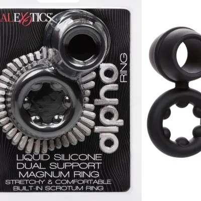 Alpha Liquid Silicone Dual Support Magnum Ring - Black