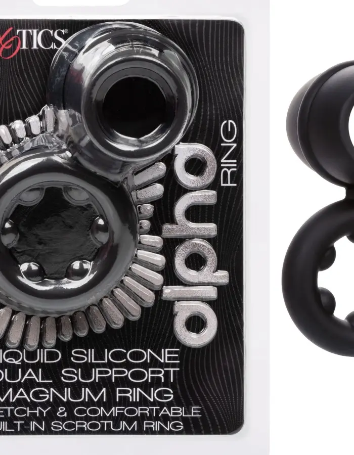 Alpha Liquid Silicone Dual Support Magnum Ring - Black