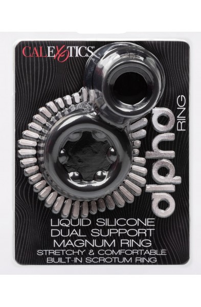 Alpha Liquid Silicone Dual Support Magnum Ring - Black