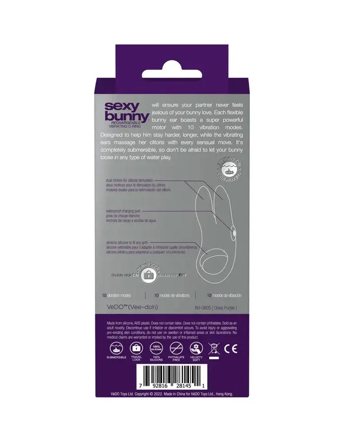 Sexy Bunny Rechargeable Ring - Deep Purple