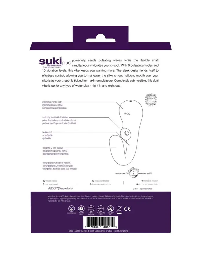 Suki Plus Rechargeable Dual Sonic Vibe - Deep Purple