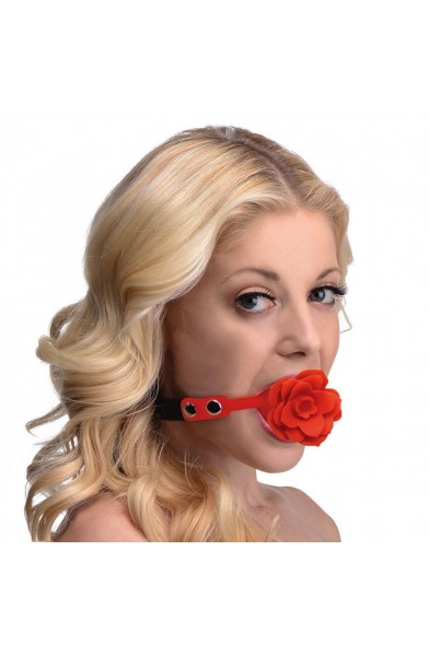 Blossom Gag Silicone Rose Gag - Red