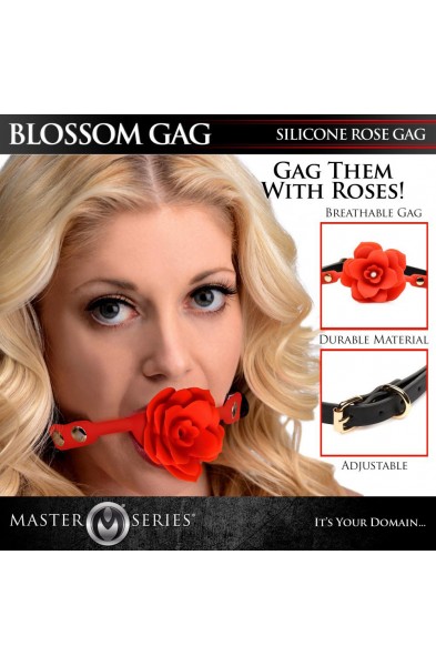 Blossom Gag Silicone Rose Gag - Red