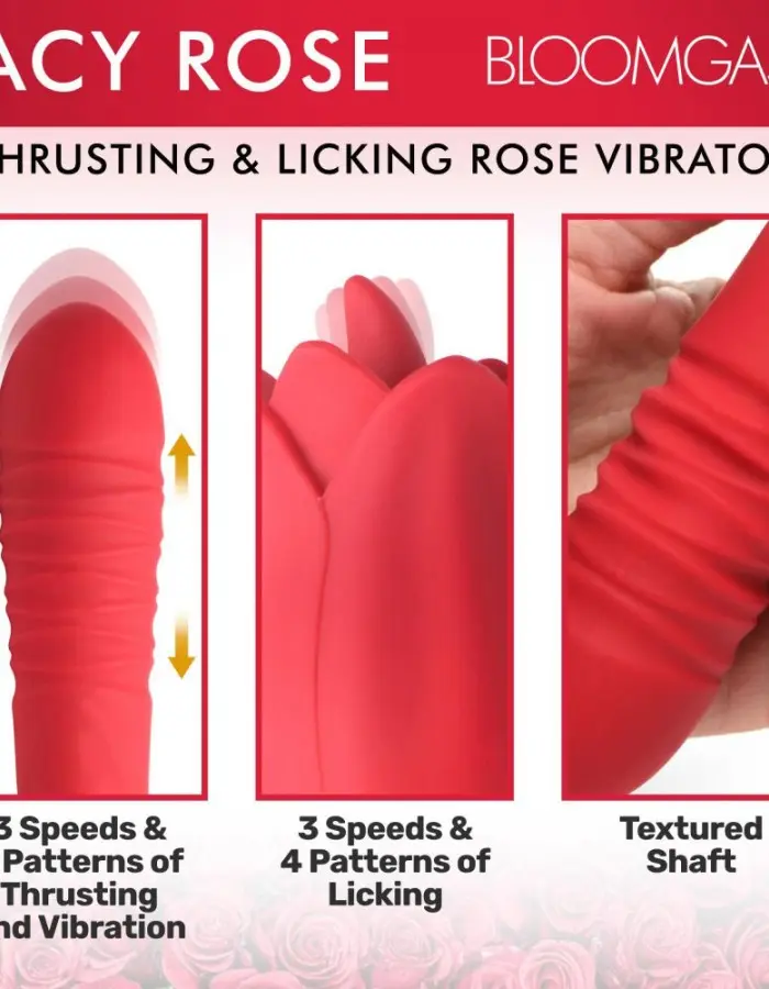 Bloomgasm Racy Rose Thrust and Lick Vibrator - Red