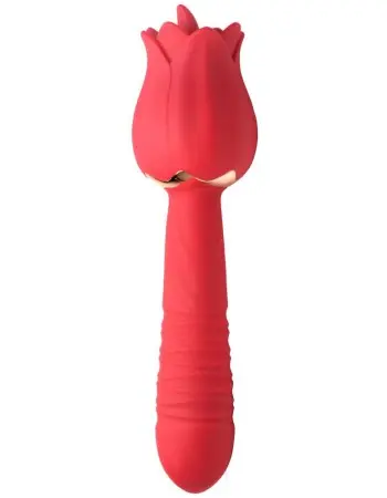 Bloomgasm Racy Rose Thrust and Lick Vibrator - Red