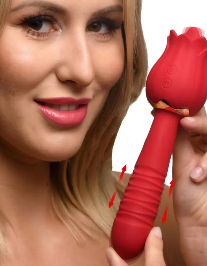 Bloomgasm Racy Rose Thrust and Lick Vibrator - Red