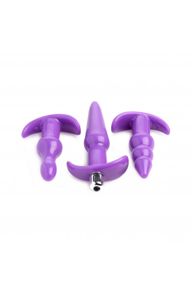 4 Pc Vibrating Anal Plug Set - Purple