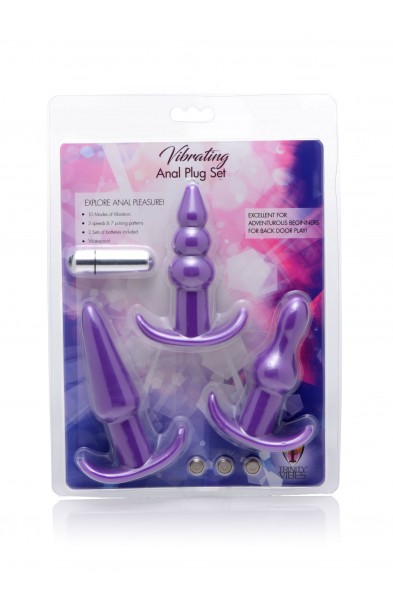 4 Pc Vibrating Anal Plug Set - Purple