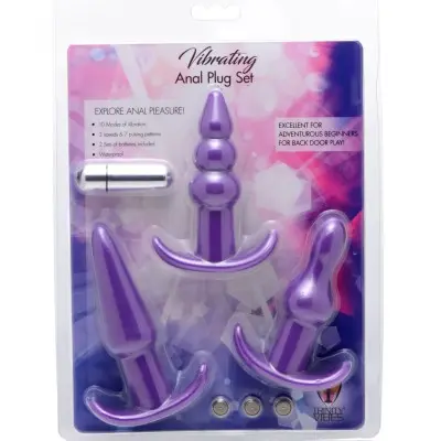 4 Pc Vibrating Anal Plug Set - Purple