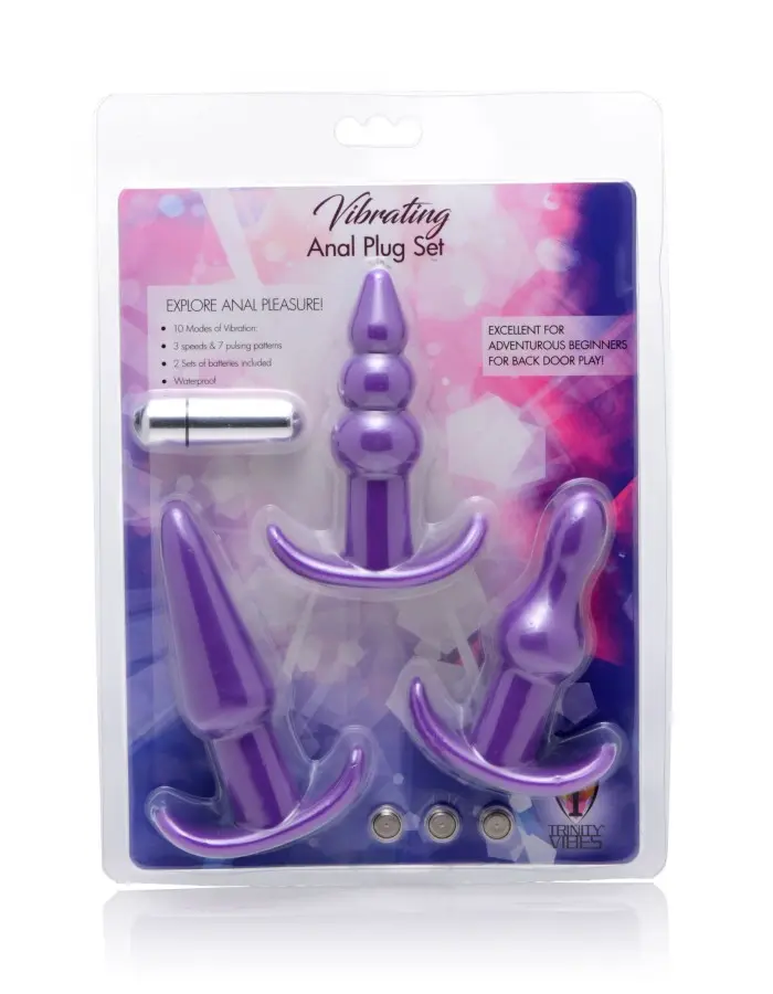 4 Pc Vibrating Anal Plug Set - Purple