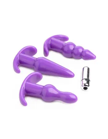 4 Pc Vibrating Anal Plug Set - Purple