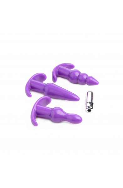 4 Pc Vibrating Anal Plug Set - Purple