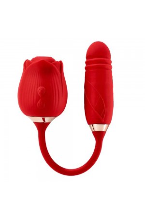 Cloud 9 Rose Plus With Thrusting Pleasure Stem  Dual Stimulation - Red