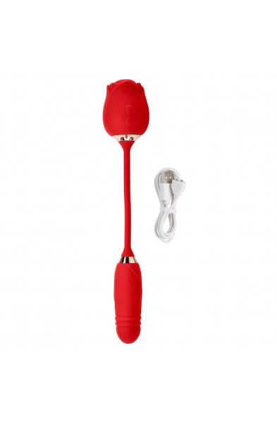 Cloud 9 Rose Plus With Thrusting Pleasure Stem  Dual Stimulation - Red