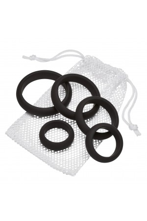 Cloud 9 Comfort Cock Rings With Flat Back 5 Pack - Black