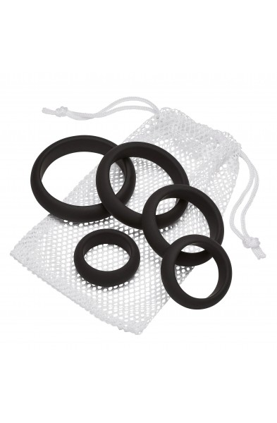 Cloud 9 Comfort Cock Rings With Flat Back 5 Pack - Black